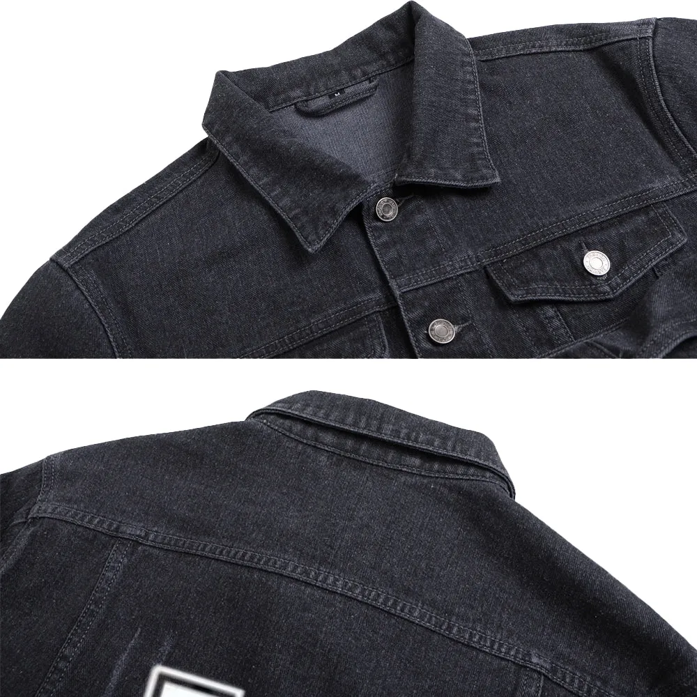 Mens Lucky Number 10 Graphic Button Up Denim Jacket