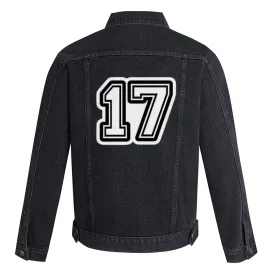 Mens Lucky Number 17 Graphic Button Up Denim Jacket