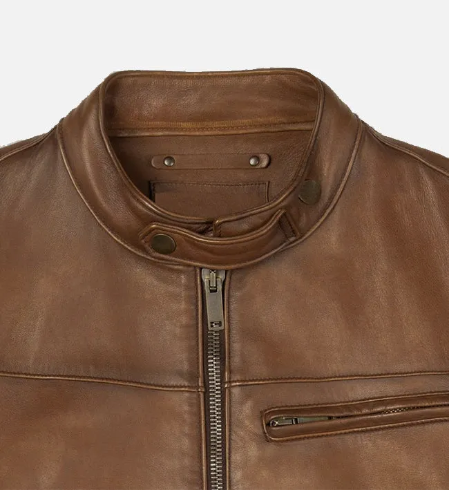 Men's Roadster Walnut Leather Jacket