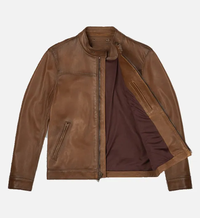 Men's Roadster Walnut Leather Jacket