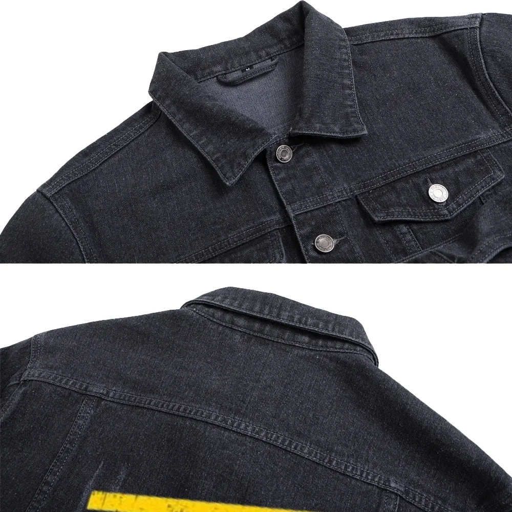 Mens SUCCESS IS THE BEST REVENGE Graphic Button Up Denim Jacket