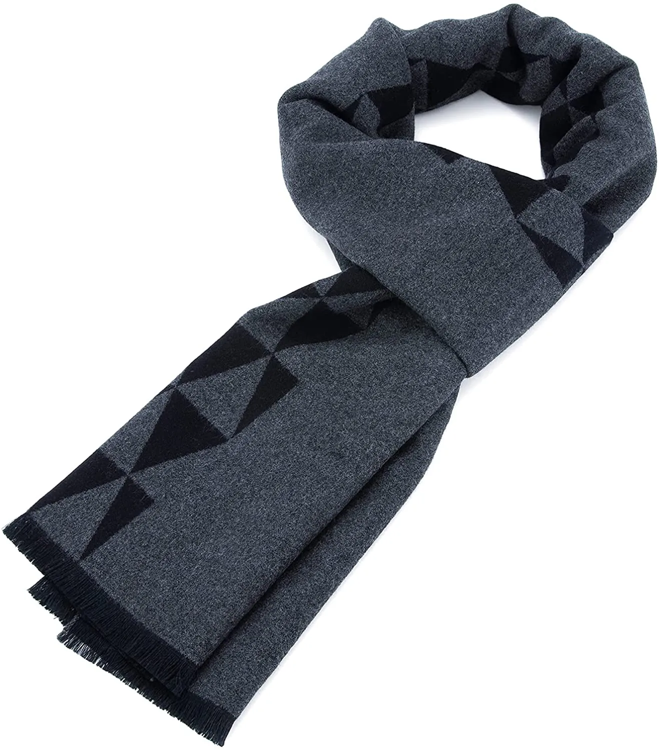 Mens Winter Warm Cashmere Scarf Plaid Tassel Scarf for Men Soft Long Cotton Scarves