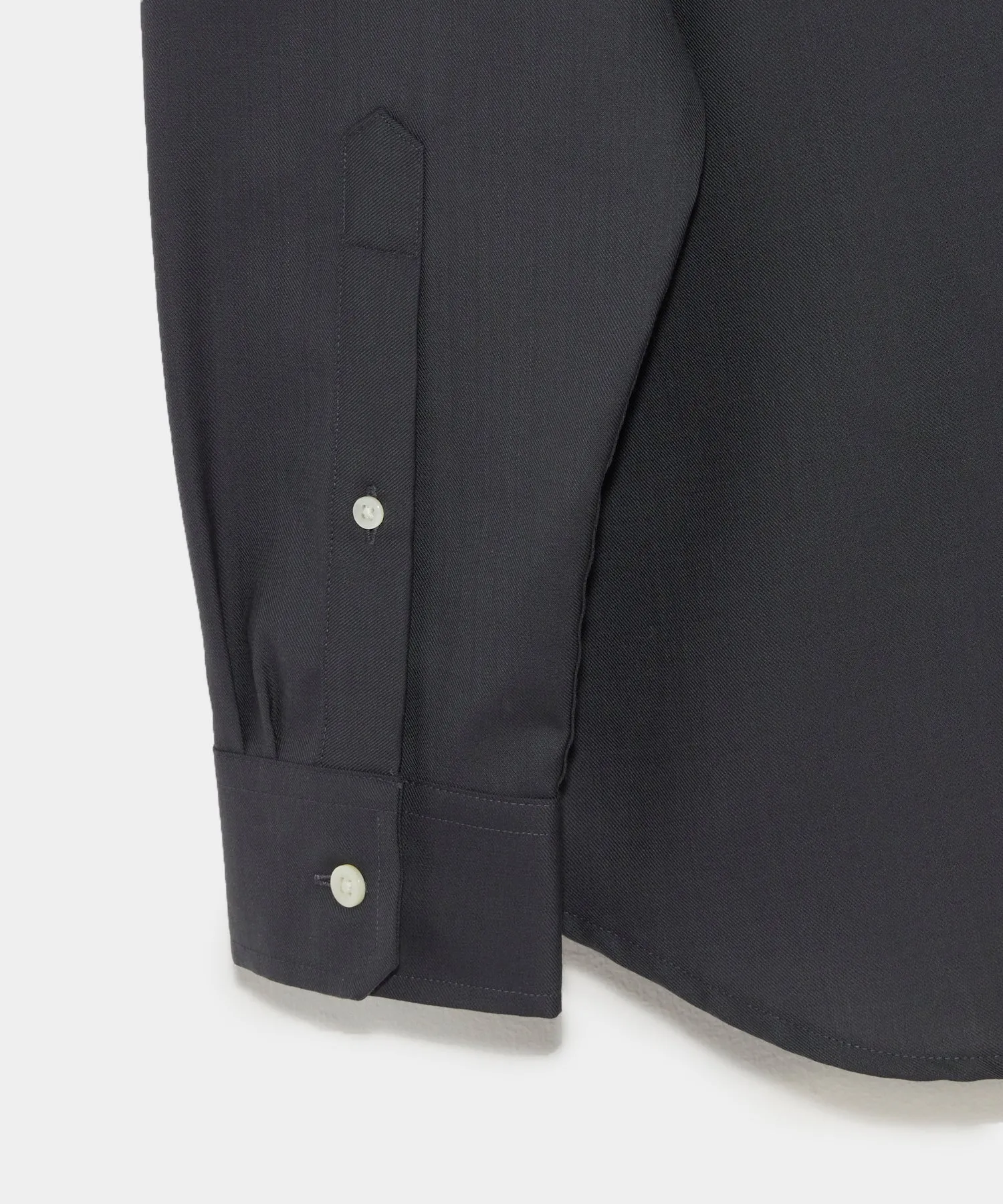 Merino Spread Collar Dress Shirt in Black