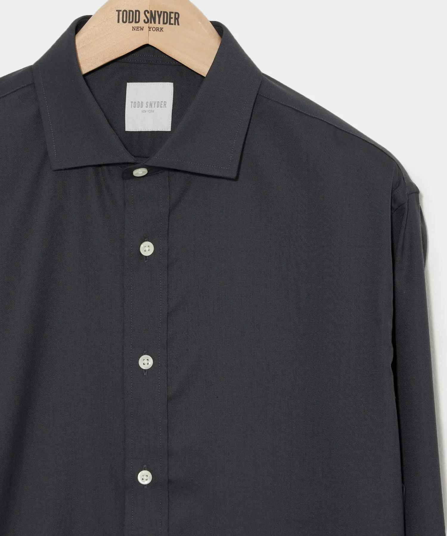 Merino Spread Collar Dress Shirt in Black