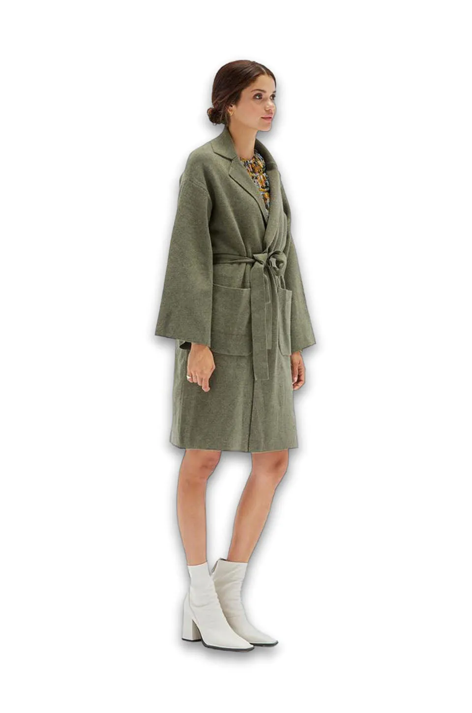 Merv Long Cardigan in Khaki