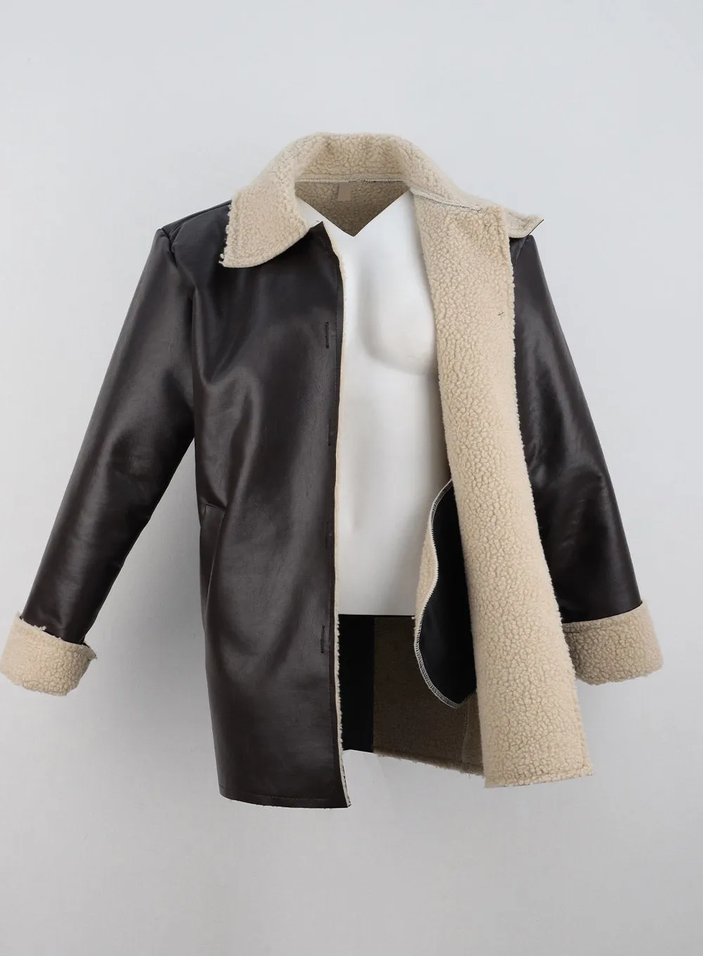 Mid-Length Faux Shearling Jacket CN328