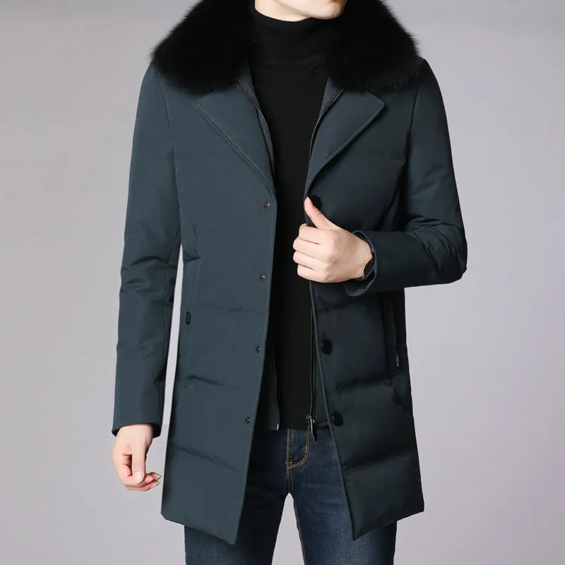 Mid-length thick warm casual hooded coat