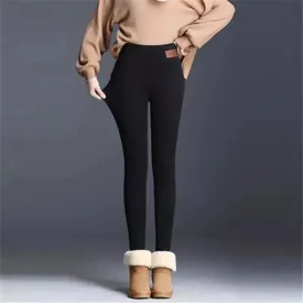 OCW Women Hight Waist Legging Winter Warm Fur Inside Comfortable Casual Pants