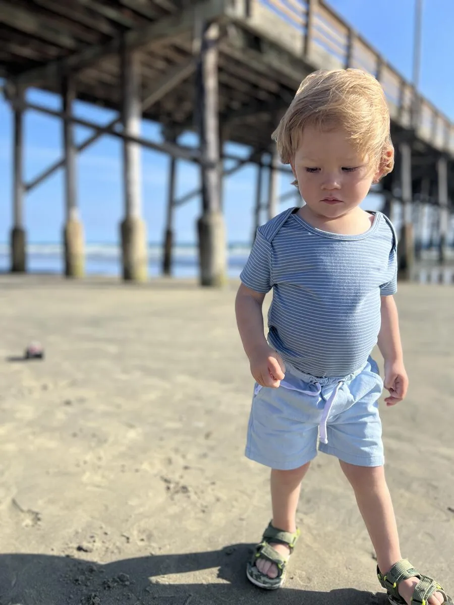 Peach Walty Soft Stripe Short Sleeve Onesie