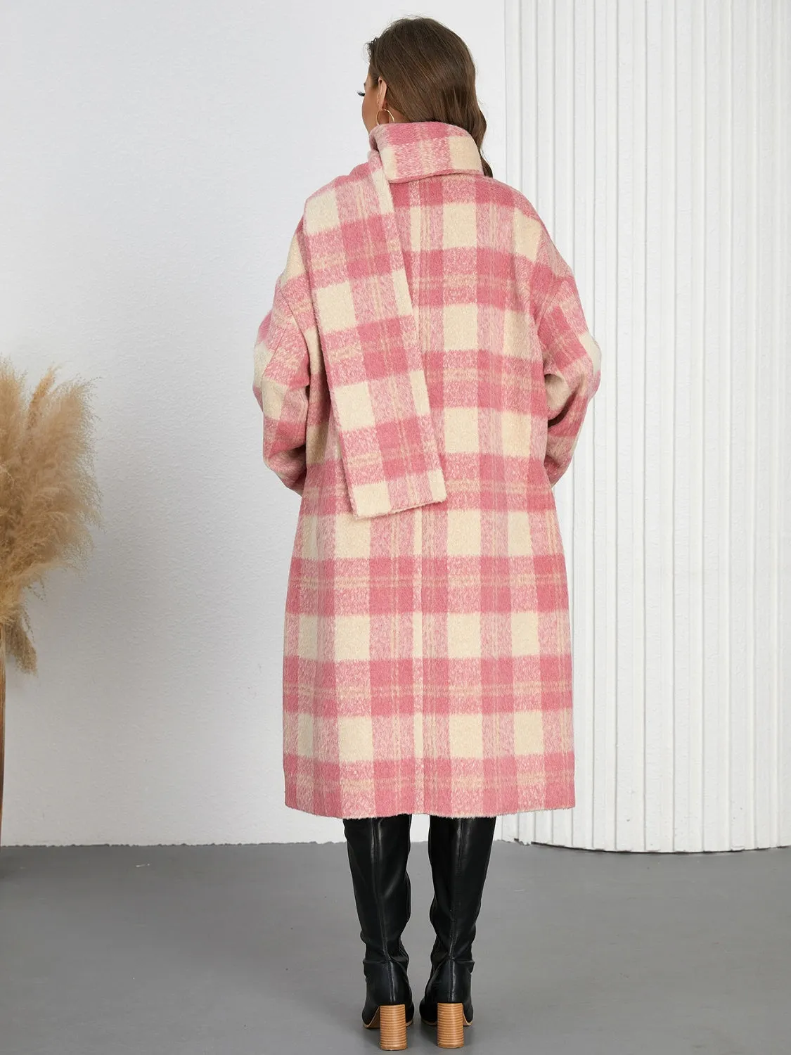 Plaid Button Up Long Sleeve Coat