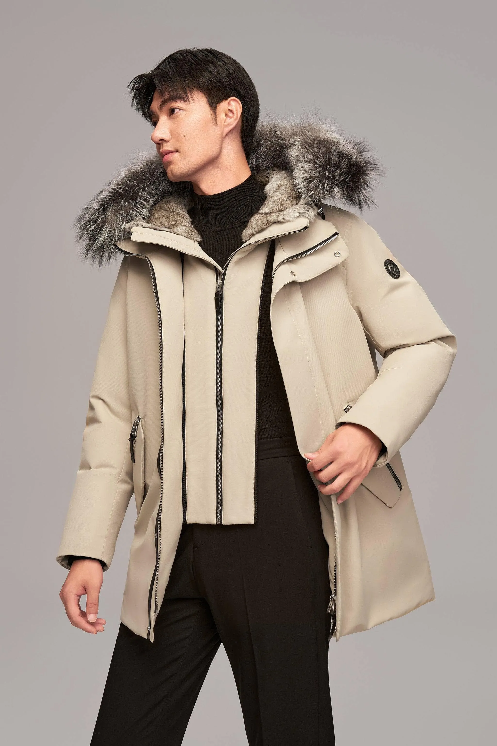 Premium Business Men's Goose Down Mac With Hood 4781