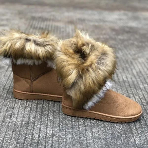 Purpdrank - Brown Casual Daily Patchwork Round Keep Warm Comfortable Shoes