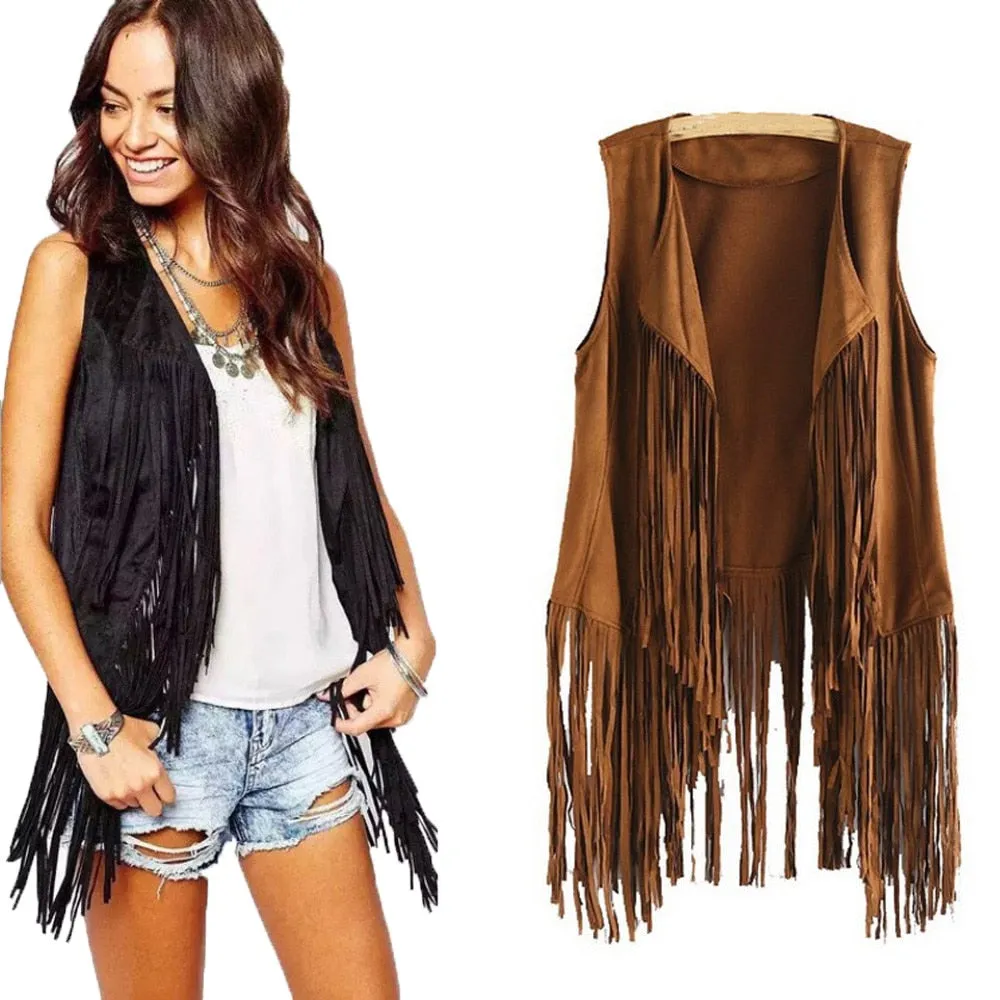 "Penelope" Sleeveless Fringe Vest