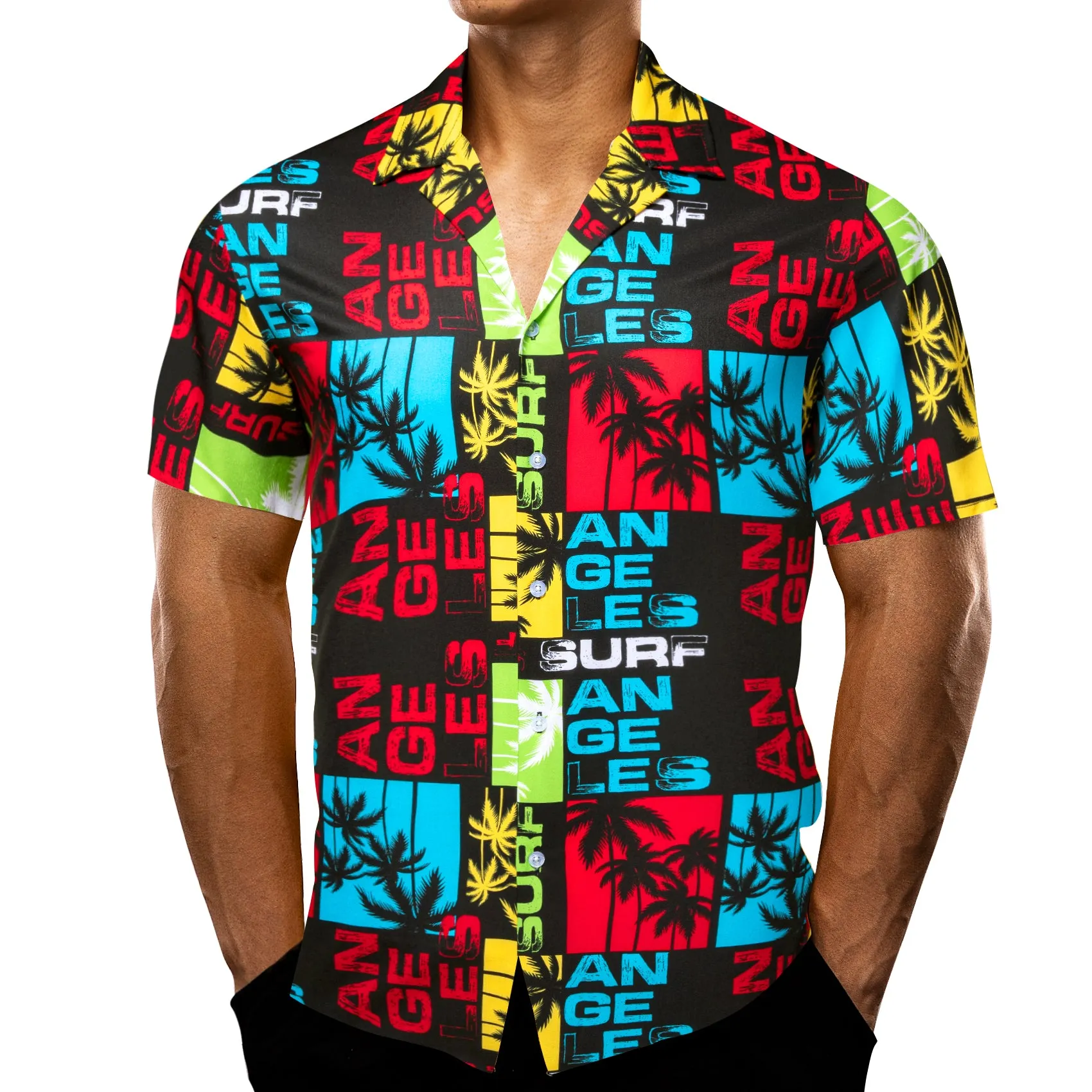 Red Black Blue Novelty Men's Short Sleeve Summer Shirt