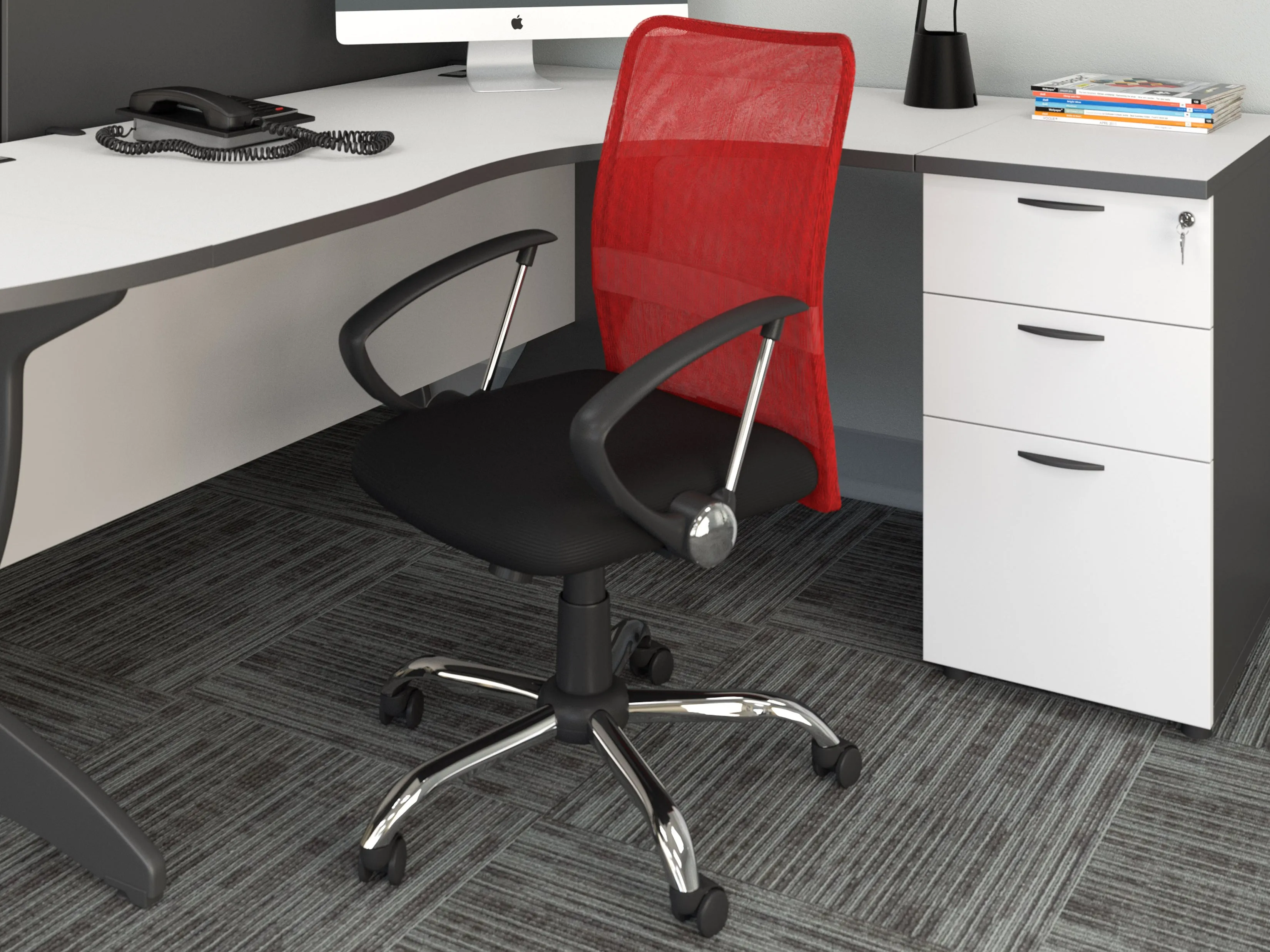 Red Fabric Office Chair