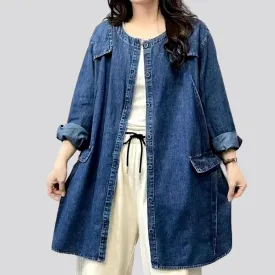 Round-collar chore denim jacket for ladies