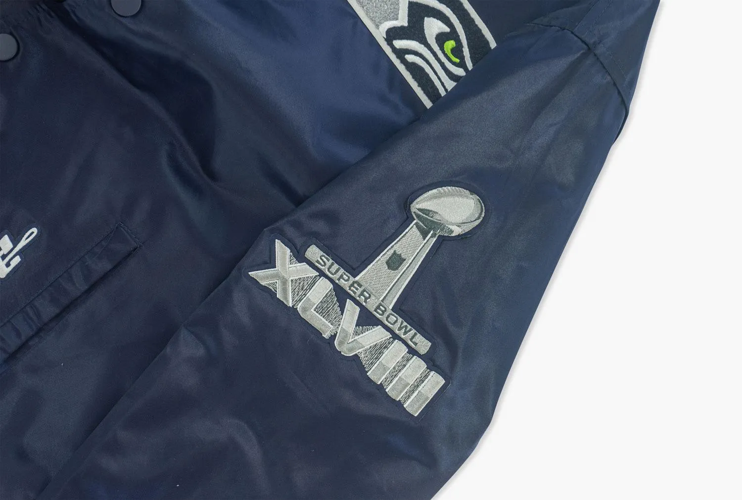 Seattle Seahawks Mashup Navy Satin Jacket