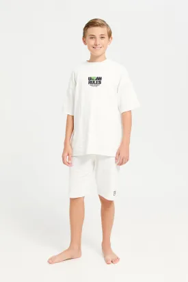 Senior Boys White Dream Rules Oversize Casual Set (2 Piece)