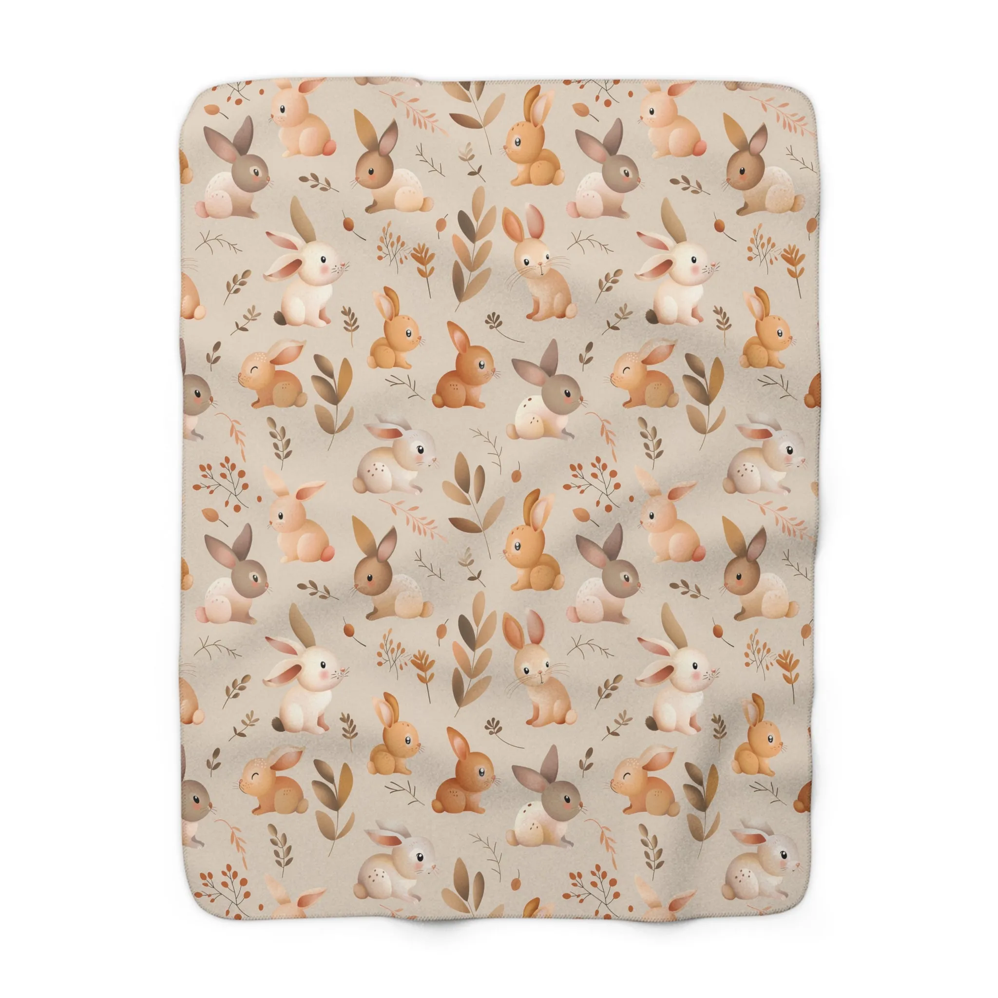 Sherpa Fleece Blanket with Cute Baby Bunny Rabbits, 50×60" Cozy Blanket