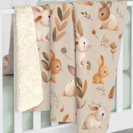 Sherpa Fleece Blanket with Cute Baby Bunny Rabbits, 50×60" Cozy Blanket