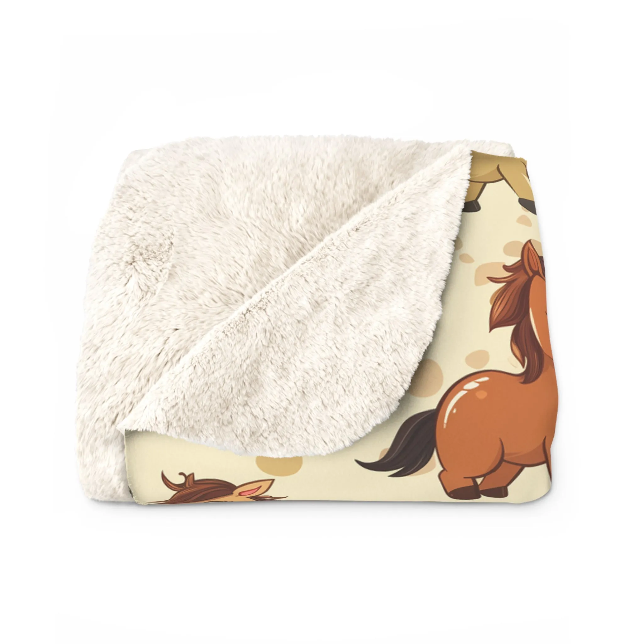 Sherpa Fleece Blanket with Cute Baby Horses Design, 50×60" Cozy Blanket