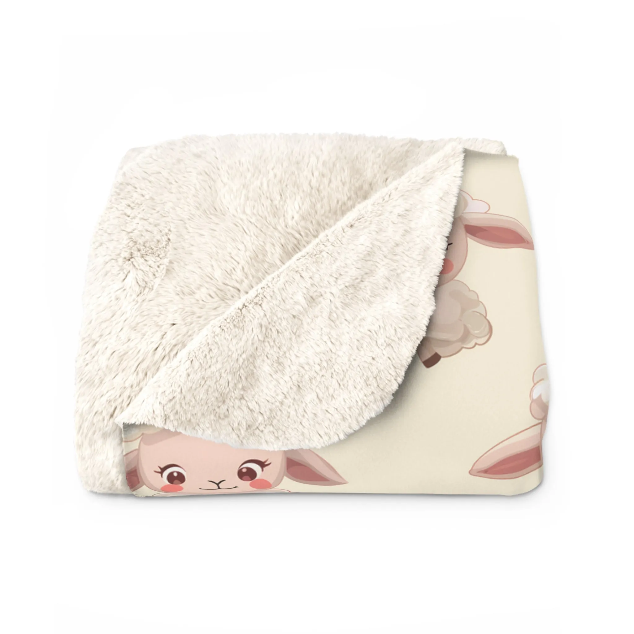 Sherpa Fleece Blanket with Cute Baby Lamb, 50×60" Cozy Blanket