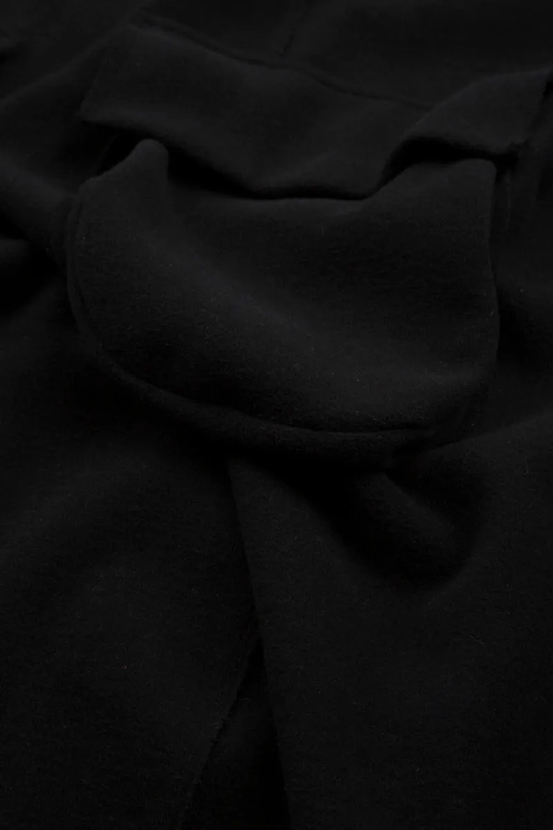 Short Cowl Neck Black Cotton Jersey Jacket