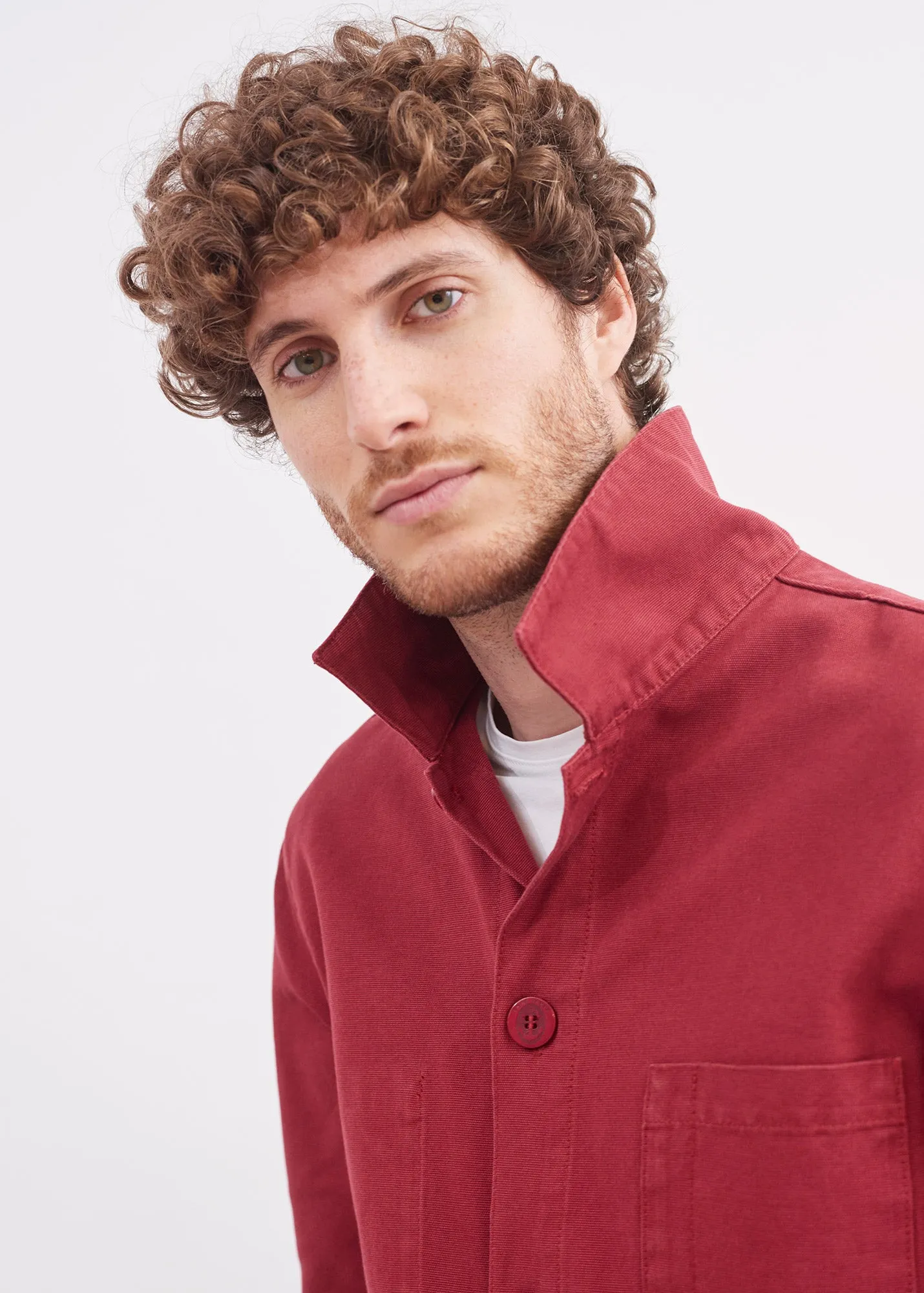 Sirocco fisherman's jacket - buttoned, in cotton canvas (BRIQUE)