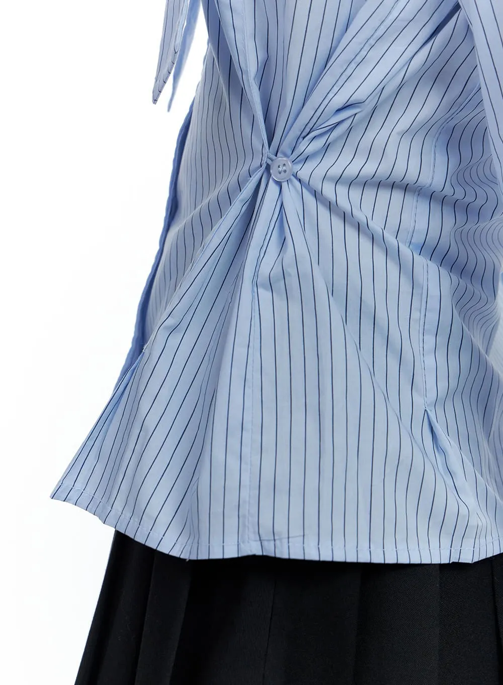 Sleek Buttoned Stripe Blouse CS420