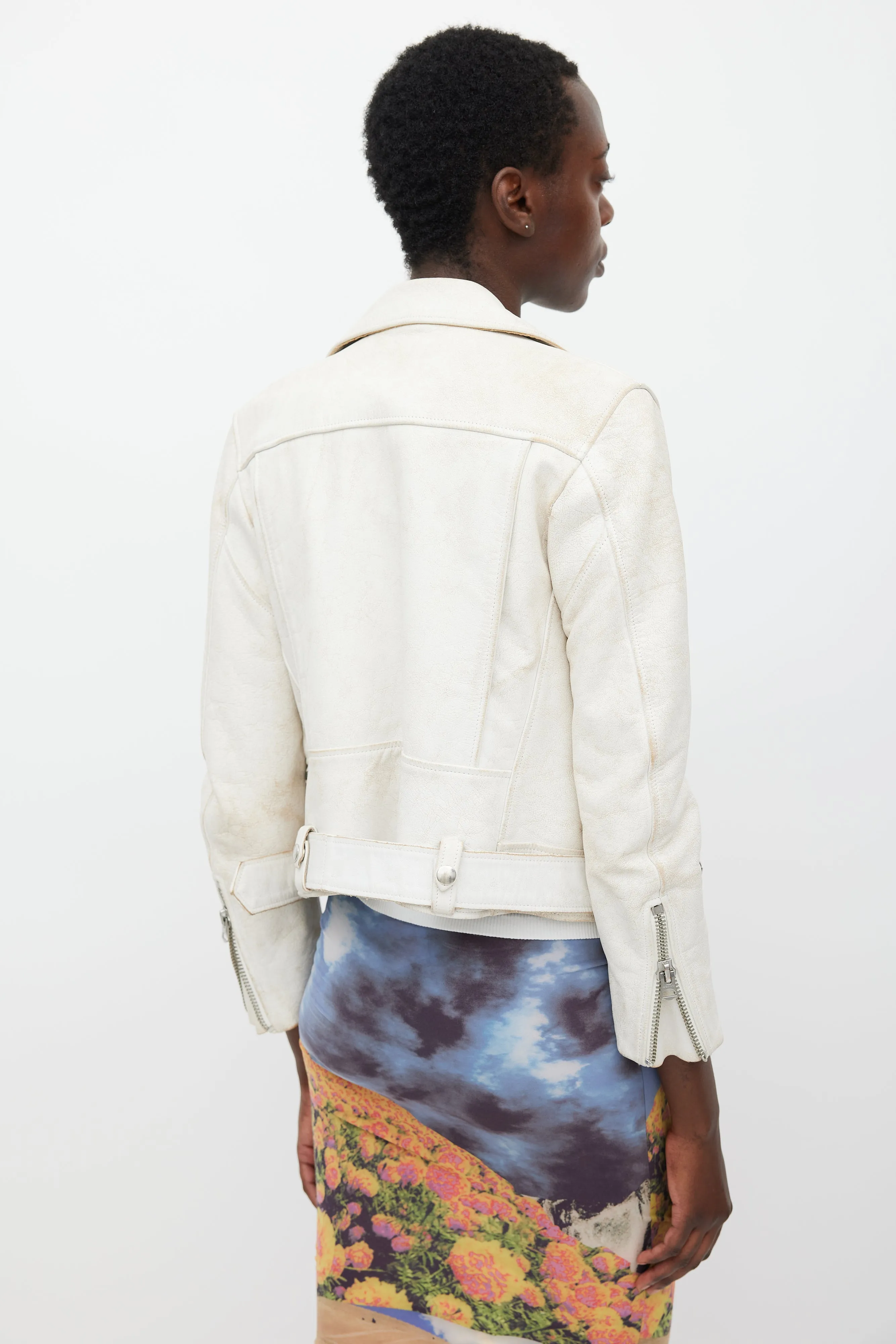 SS 2015 White Mock Scratch Leather Jacket