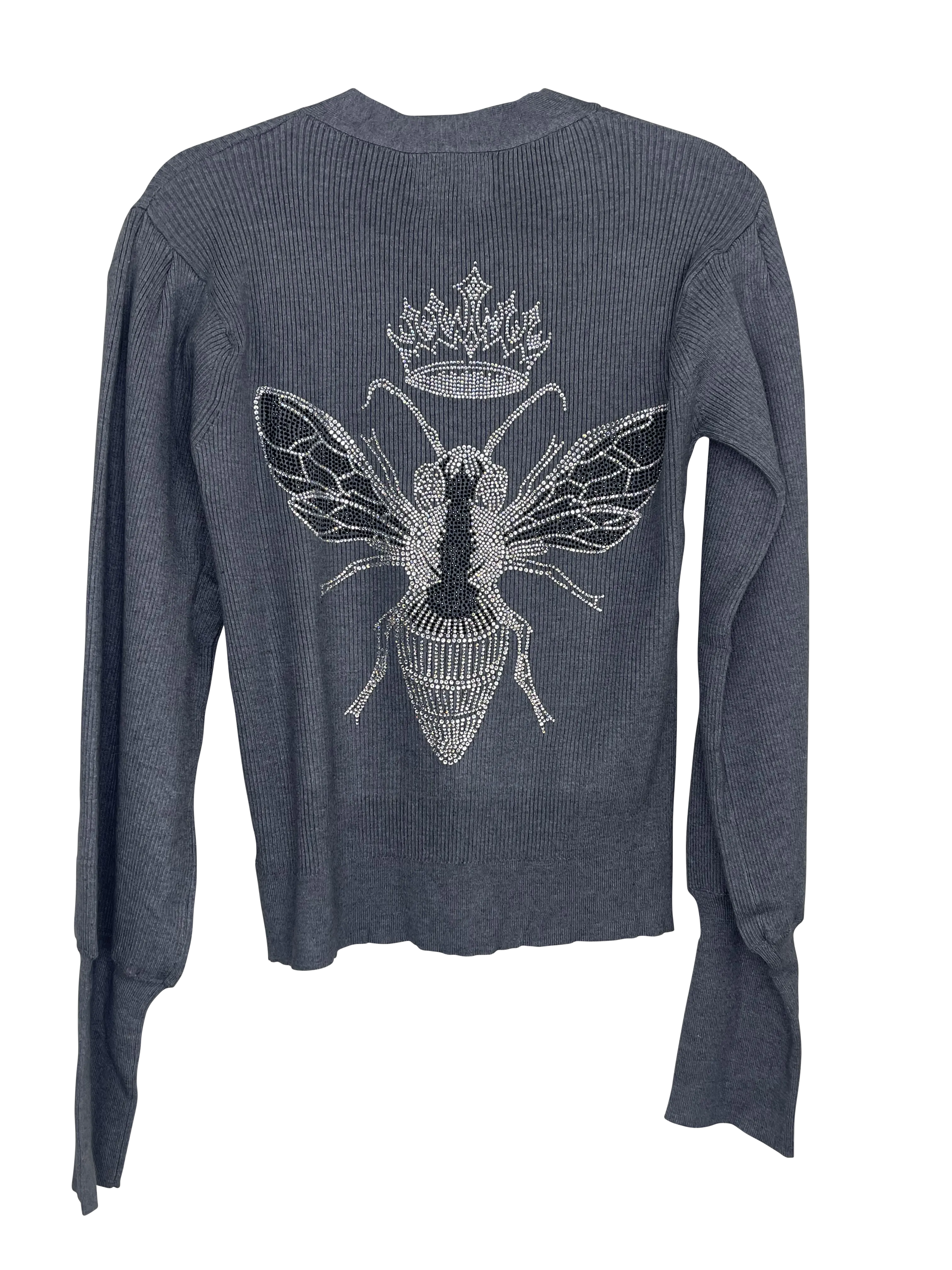 Sweater, Cardigan Gray, Silver Queen Bee