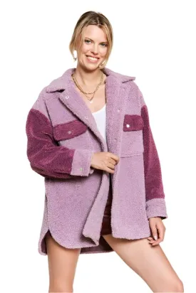 TEEK - Plus Size Colorblock Sherpa Jacket