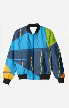 The Geometric Blocks - Unisex Printed Bomber Jacket with Pockets