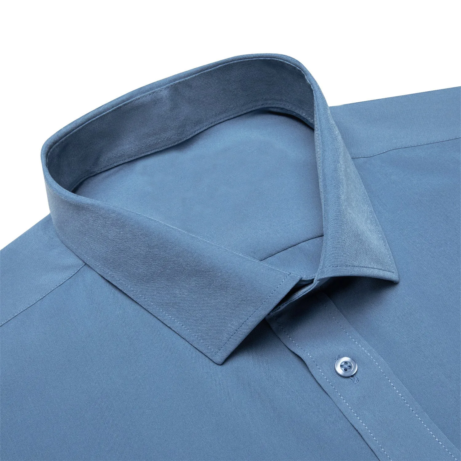 Ties2you Button Down Shirt Steel Blue Men's Silk Shirt