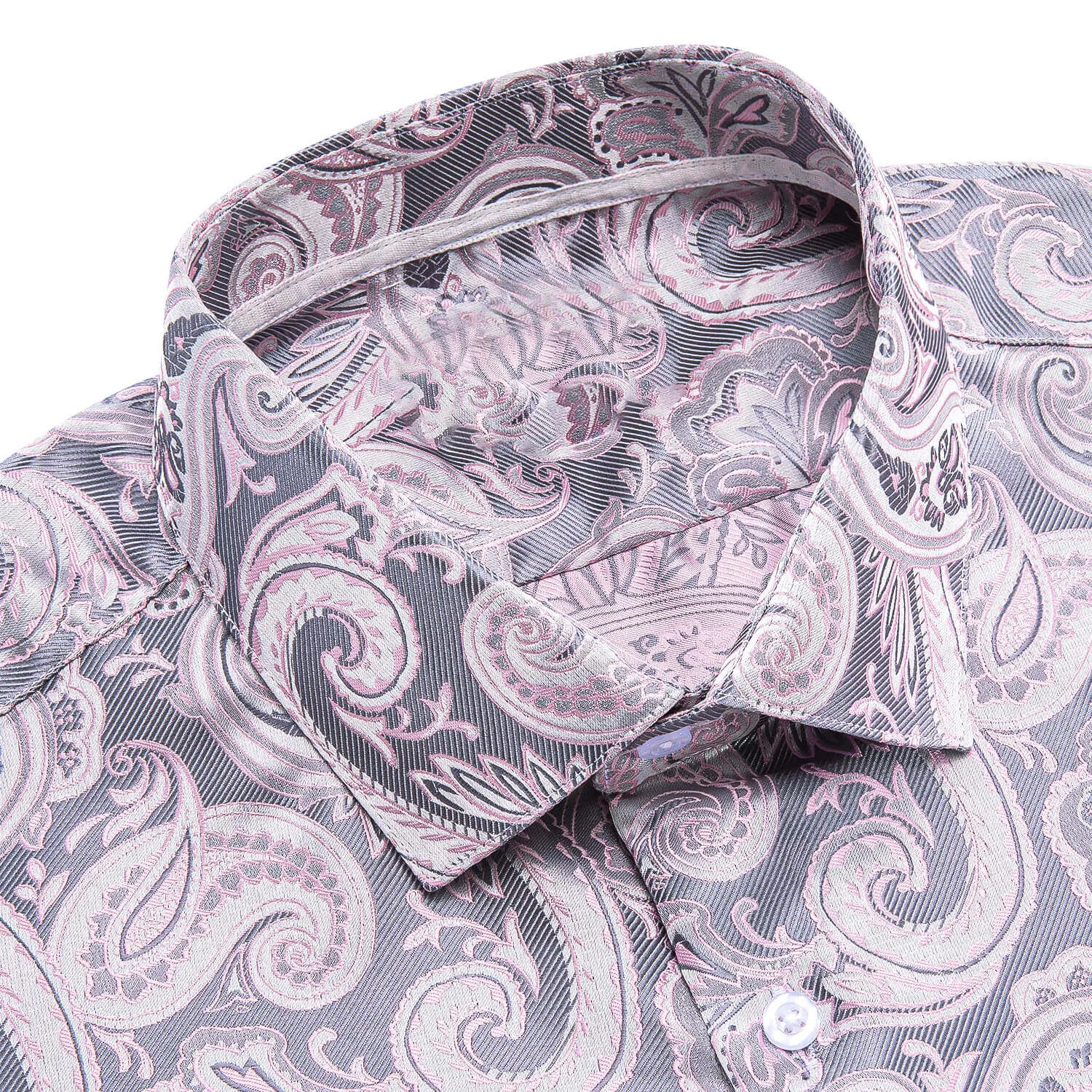 Ties2you Long Sleeve Shirt Pale Pink Paisley Silk Shirt for Men