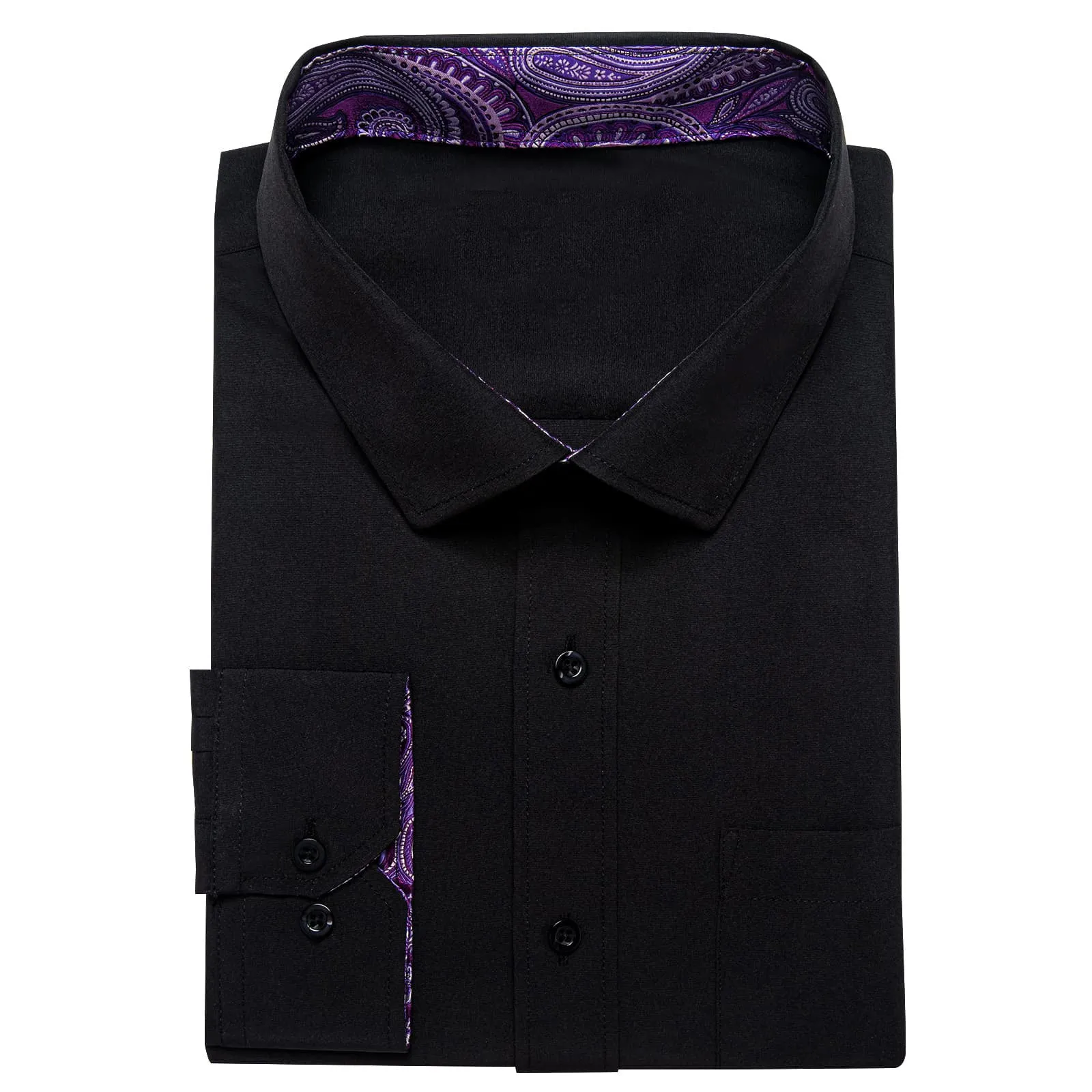 Ties2you Tuxedo Shirt Black Solid Splicing Purple Paisley Silk Mens Dress Shirt