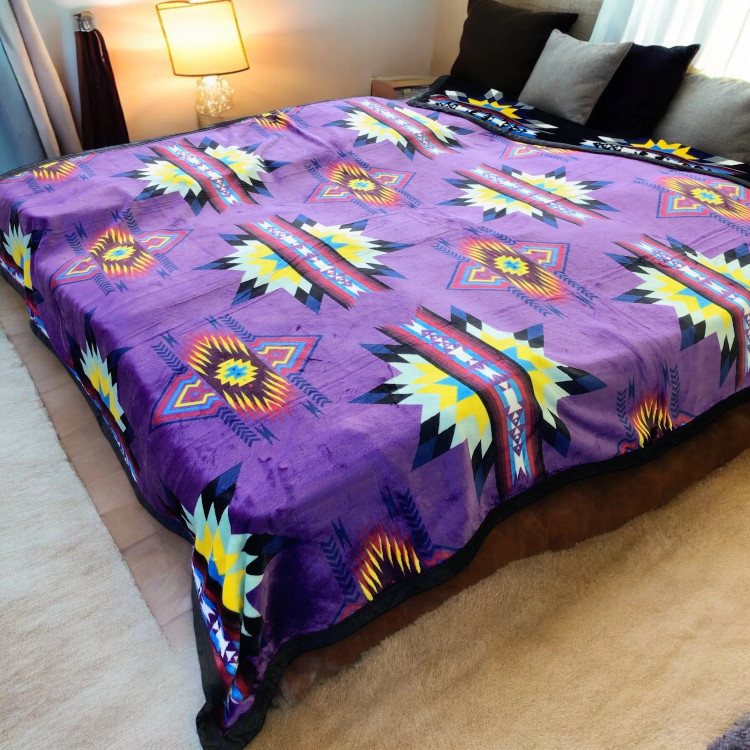 Twin Size Native Design Blanket (Purple)