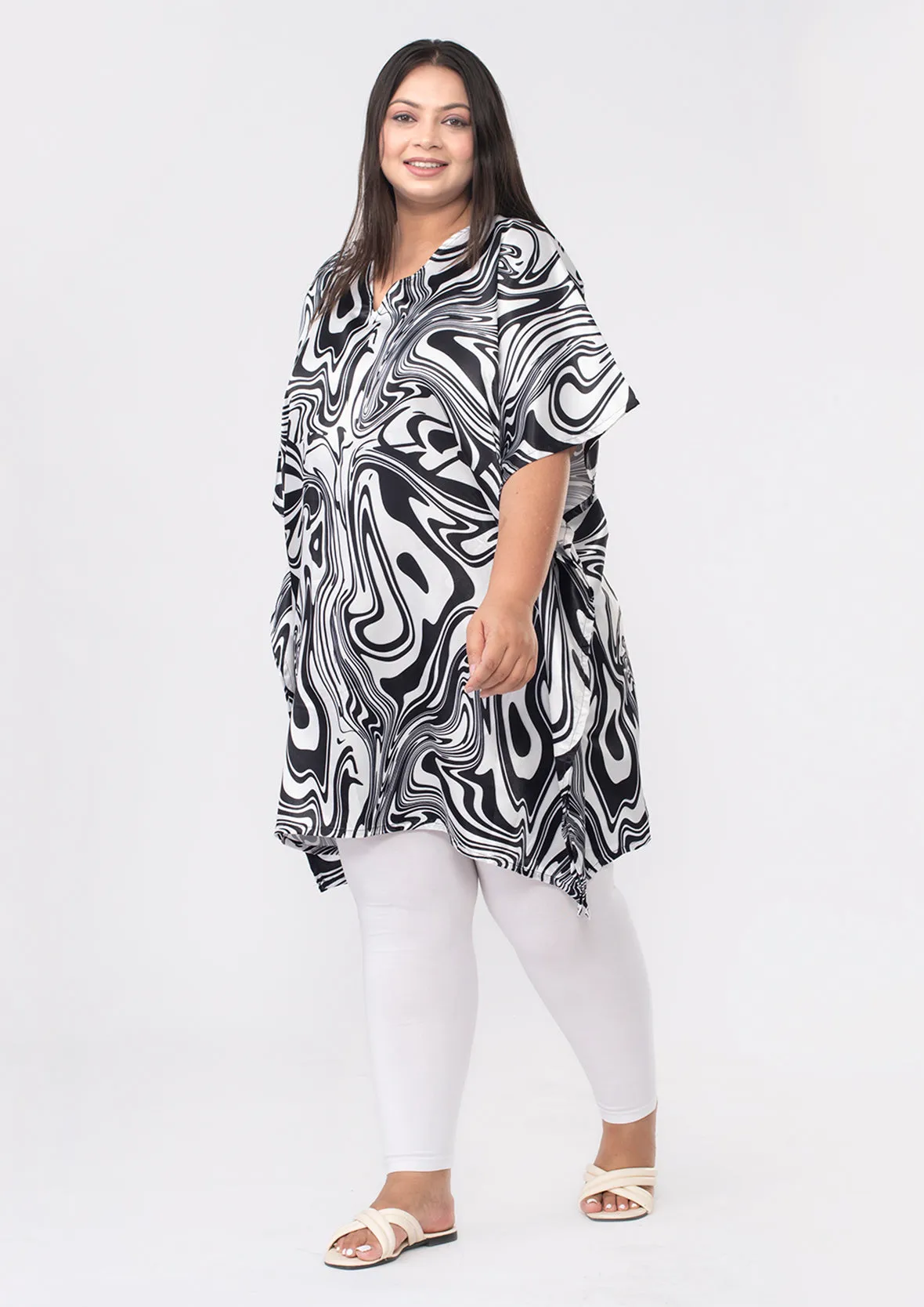 V-Neck Printed Short Kaftan