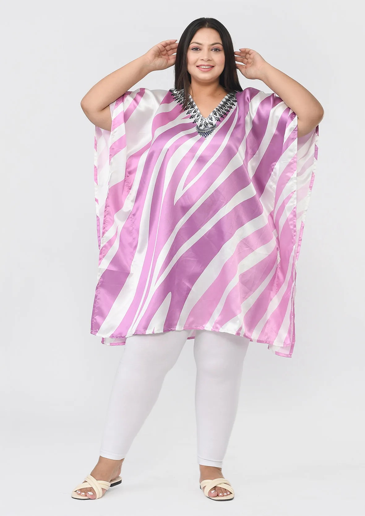 V-Neck Printed Short Kaftan