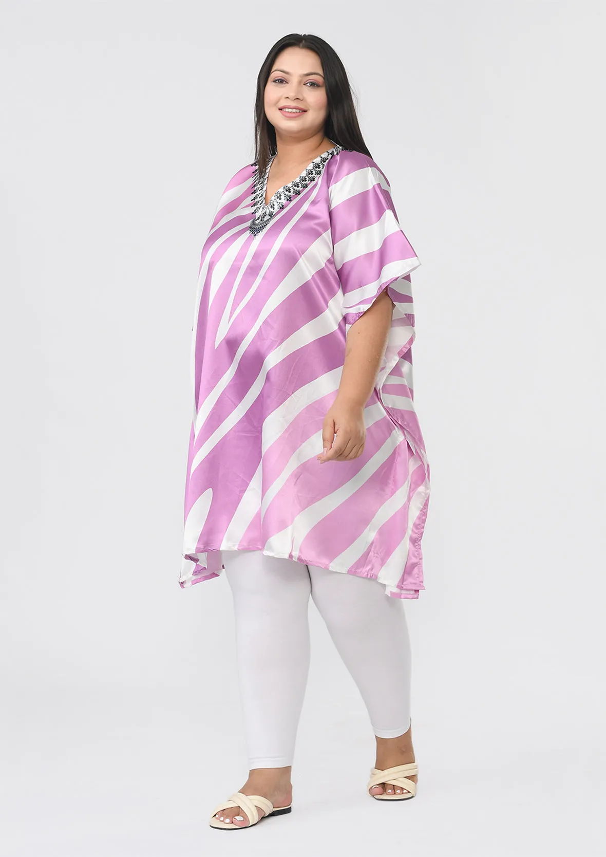 V-Neck Printed Short Kaftan