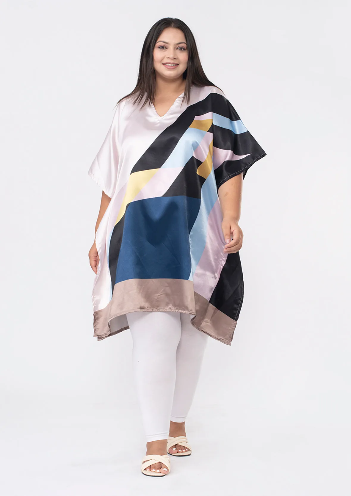 V-Neck Printed Short Kaftan