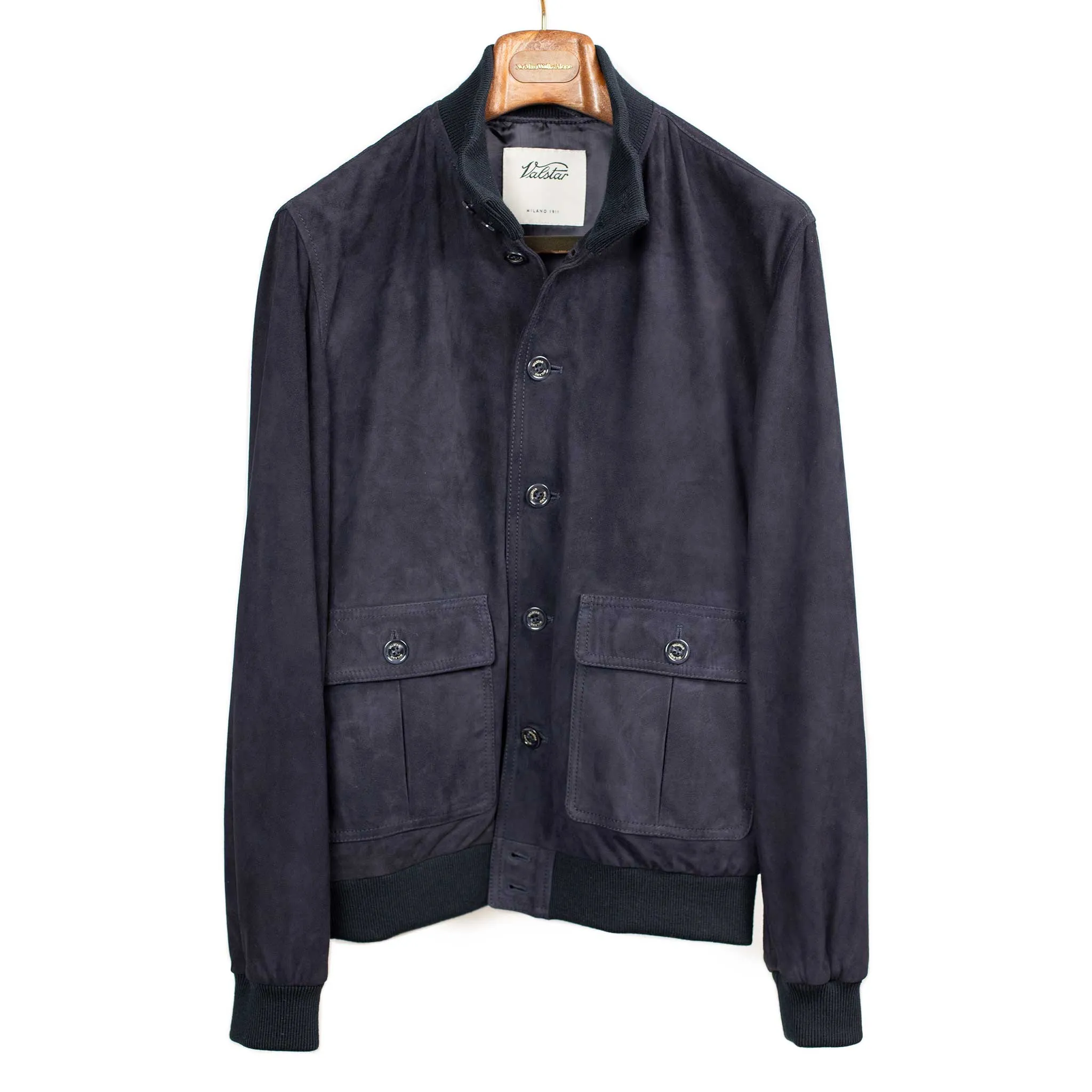 Valstarino bomber jacket in Dark Blue suede, fully lined