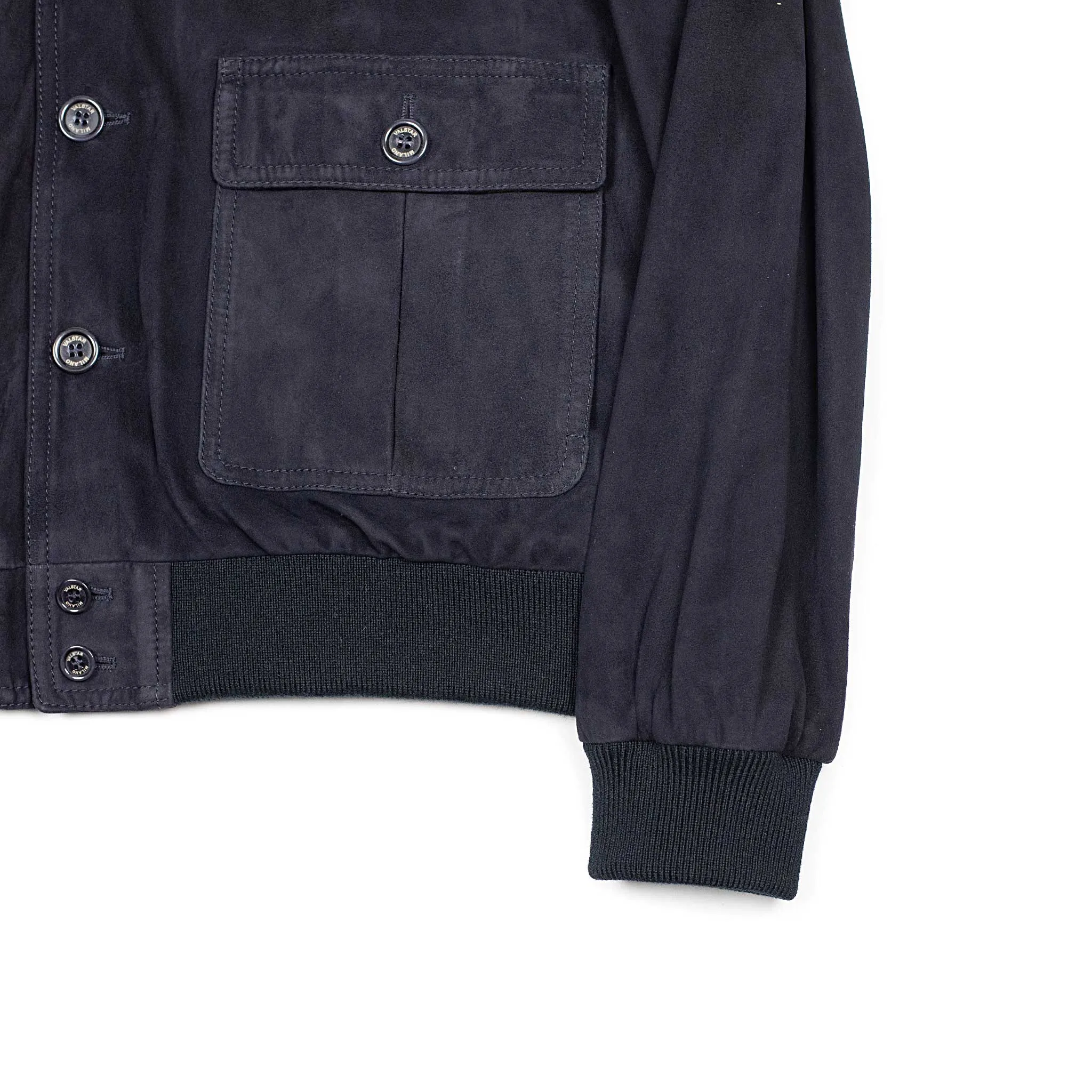 Valstarino bomber jacket in Dark Blue suede, fully lined