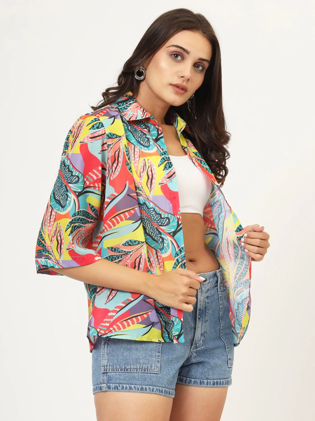 Women Classic Floral Printed Oversize Shirt