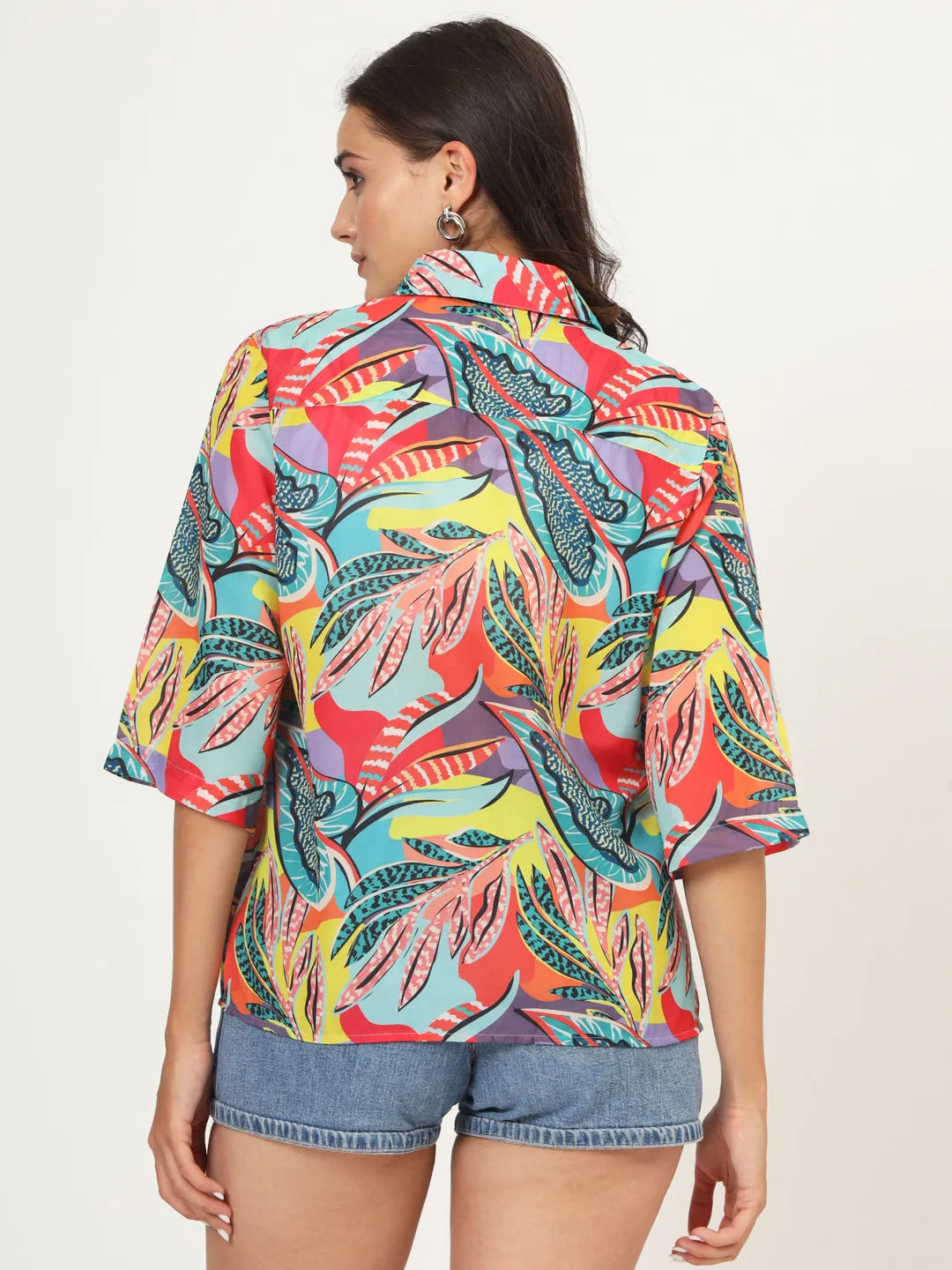 Women Classic Floral Printed Oversize Shirt