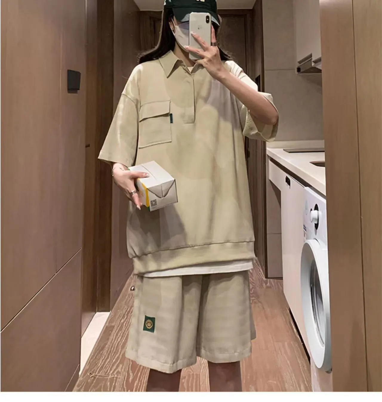 Women's Fashionable Simple Short-sleeved Shorts Suit