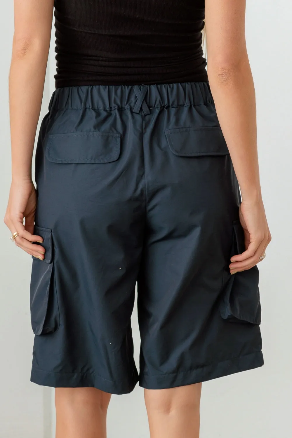 Women's Le Lis Navy Cargo Bermuda Shorts