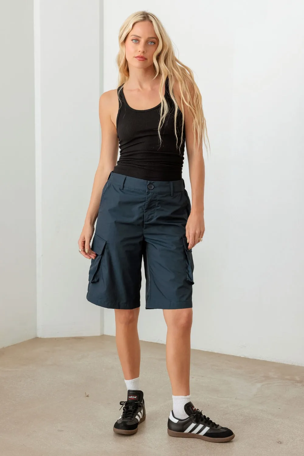 Women's Le Lis Navy Cargo Bermuda Shorts