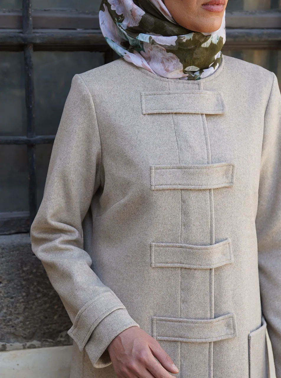 Wool Coat with Buttoned Tabs