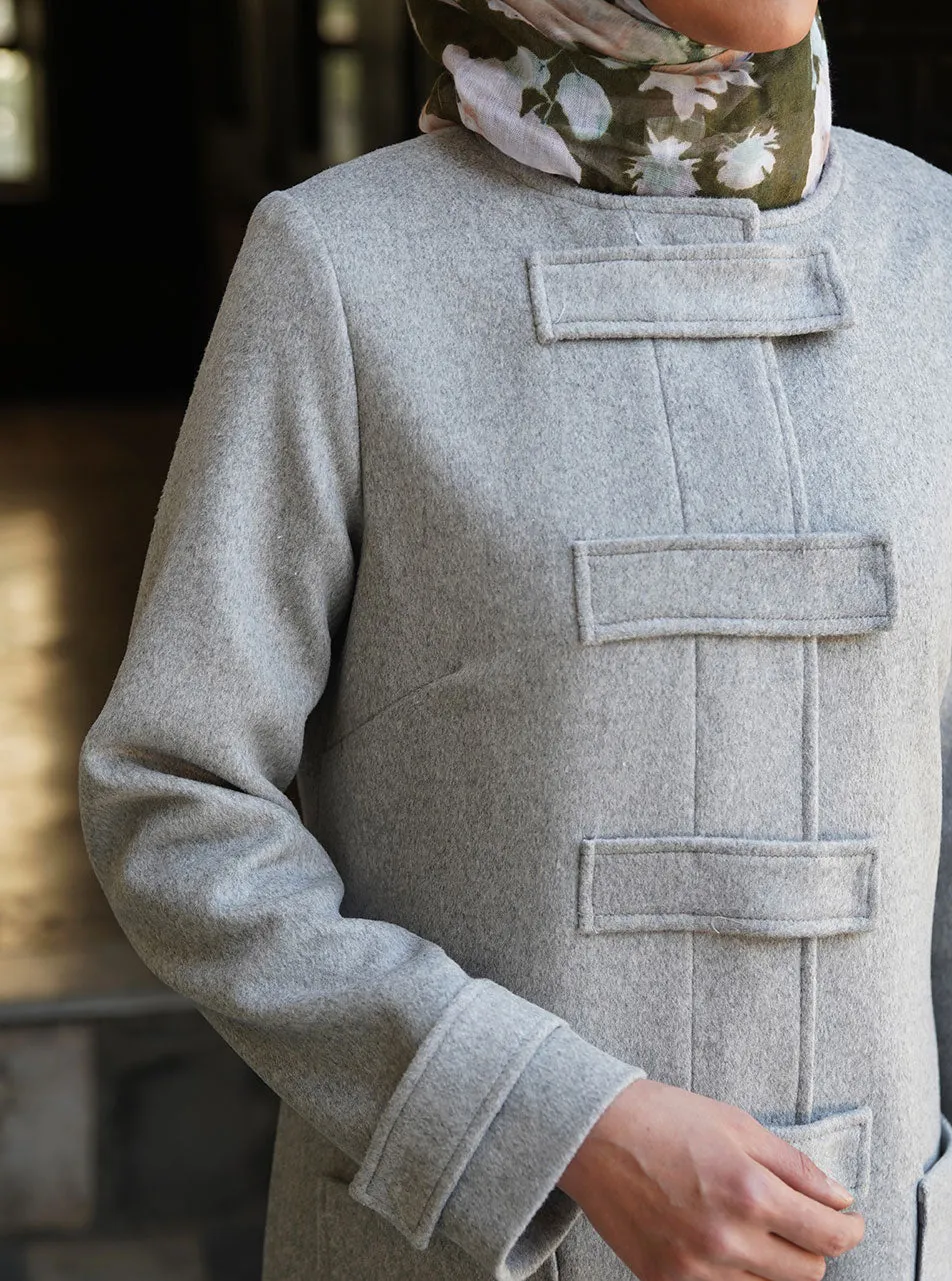 Wool Coat with Buttoned Tabs